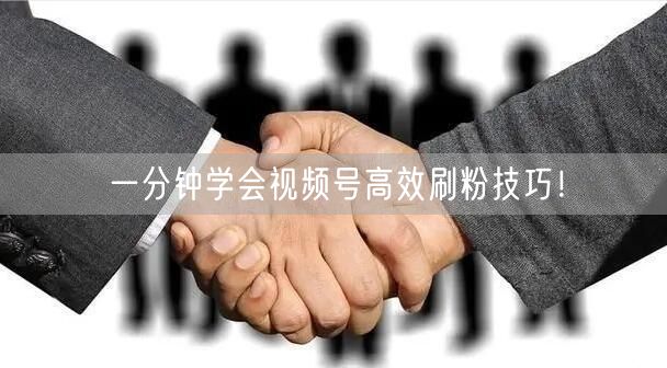 一分钟学会视频号高效刷粉技巧！