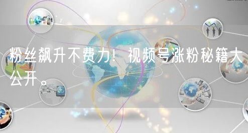 粉丝飙升不费力！视频号涨粉秘籍大公开。
